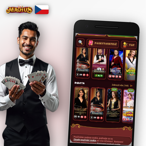 Magius Casino aplikace na smartphonu s ikonami Android a Apple