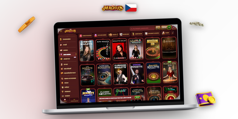 Magius Casino do počítače – desktopové rozhraní s herním lobby na širokém monitoru
