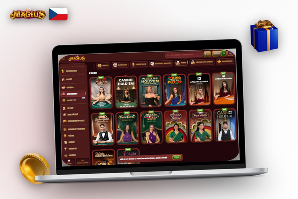 Magius Casino pro počítač v režimu celé obrazovky se stolem živého kasina na monitoru
