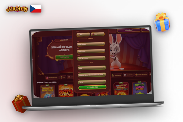 Detail registračního formuláře Magius Casino CZ – vyplňování osobních údajů krok za krokem